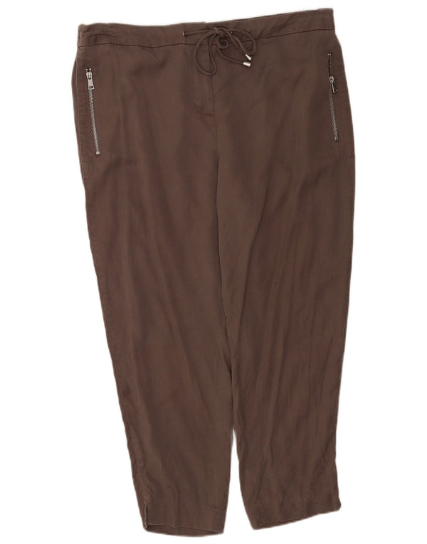 MINT VELVET Dame Cropped Trousers UK 18 XL W38 L26 Grå Lyocell