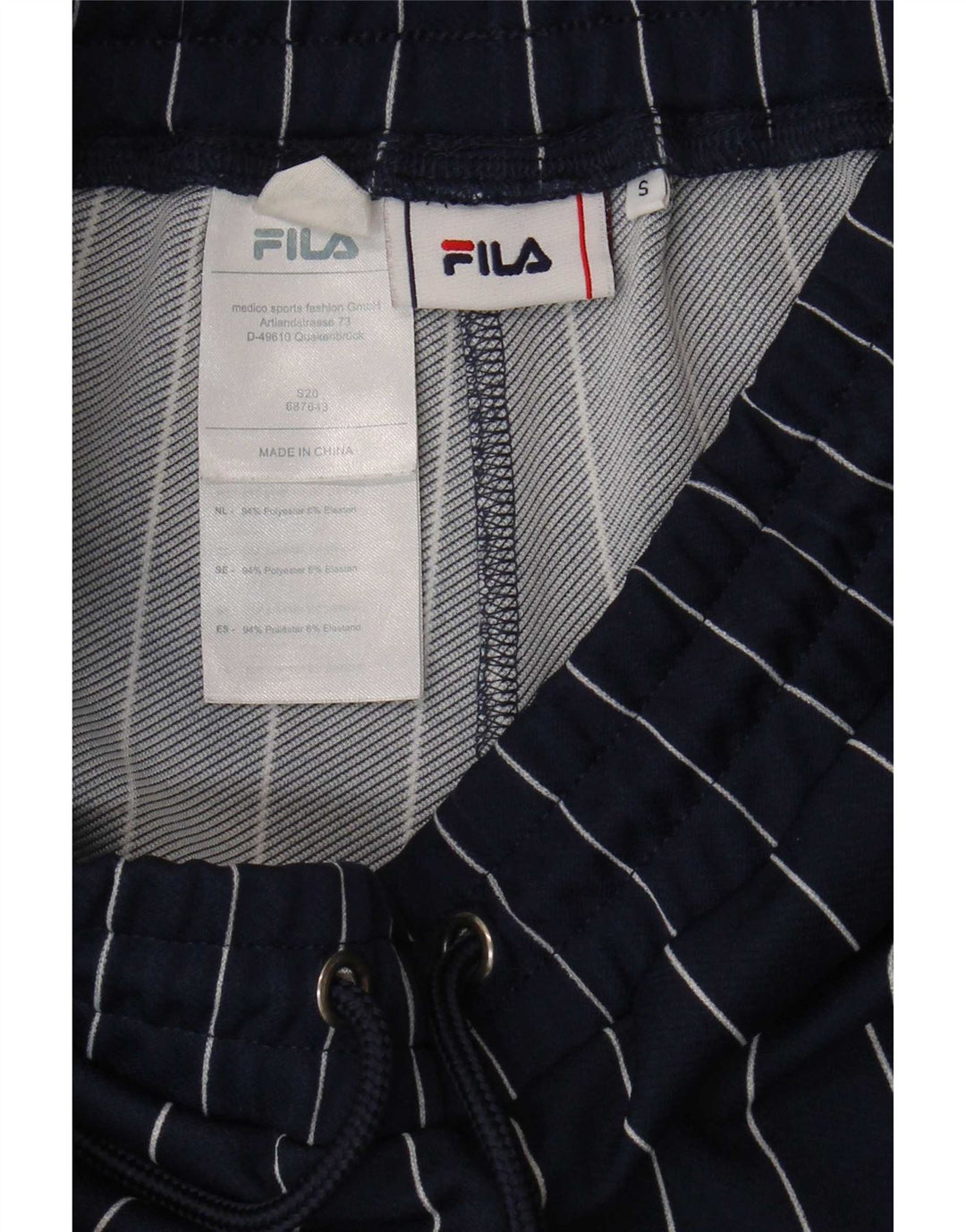 Fila Mens Graphic Sport Shorts Small  Navy Blue Striped Polyester