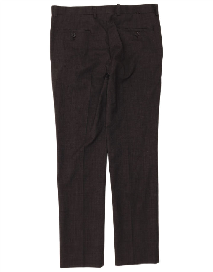 Dkny Mens Slim Suit Trousers W32 L31 Grey Wool