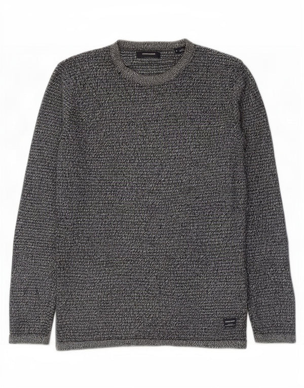 Jack & Jones Mens Boat Neck Jumper Sweater Small Navy Blue Flecked