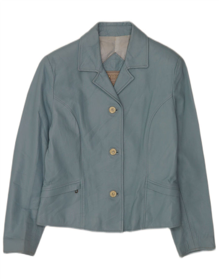 Veste blazer en cuir à 3 boutons pour femme Michel IT 42 Bleu moyen