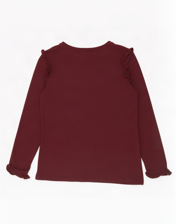 Oasis Womens Flæse Front Top Langærmet UK 10 Small Burgundy Viscose