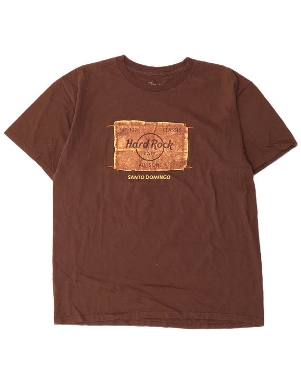 Hard Rock Cafe Herren Santo Domingo Graphic T-Shirt Top Large Braun Baumwolle
