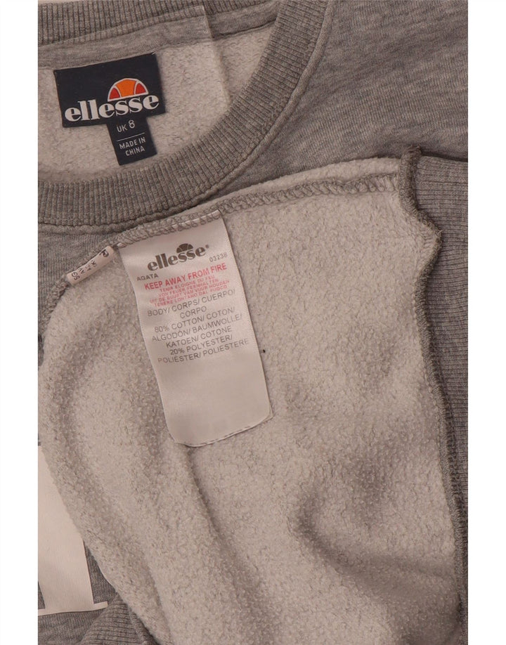 Ellesse Womens Graphic Oversized Sweatshirt Pullover UK 8 Small Grau Baumwolle