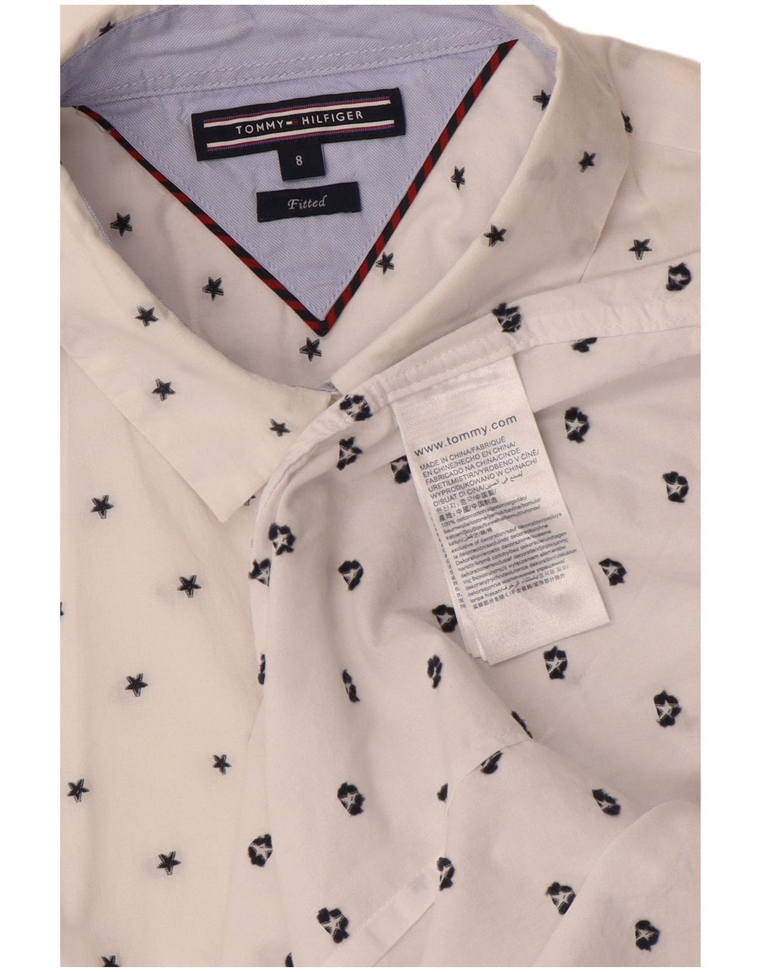 Tommy Hilfiger Womens Shirt US 8 Medium White Spotted Cotton