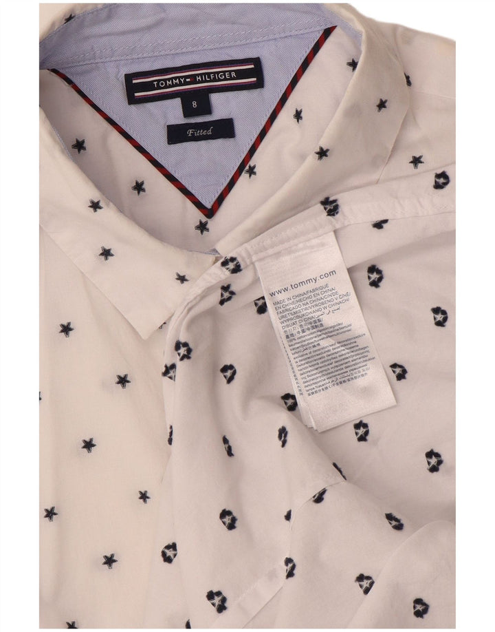 Tommy Hilfiger Womens Shirt US 8 Medium White Spotted Cotton