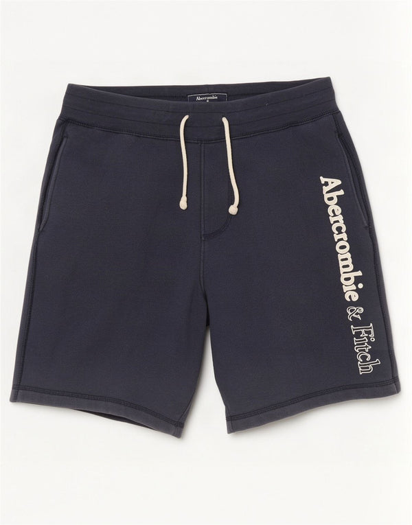 Abercrombie & Fitch Herren-Sportshorts mit Grafik, Größe S, marineblaue Baumwolle
