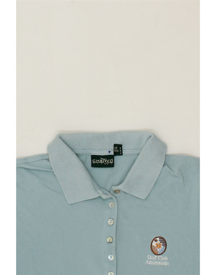 CHERVO Womens Polo Shirt UK 8 Small Blue Cotton Vintage Chervo and Second-Hand Chervo from Messina Hembry 