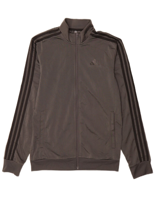 Giacca da ginnastica da uomo Adidas piccola in poliestere grigio