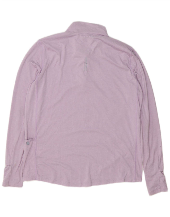 Nike Dame Dri Fit Pullover med lynlås-hals Træningsdragt Top UK 14 Medium Lilla