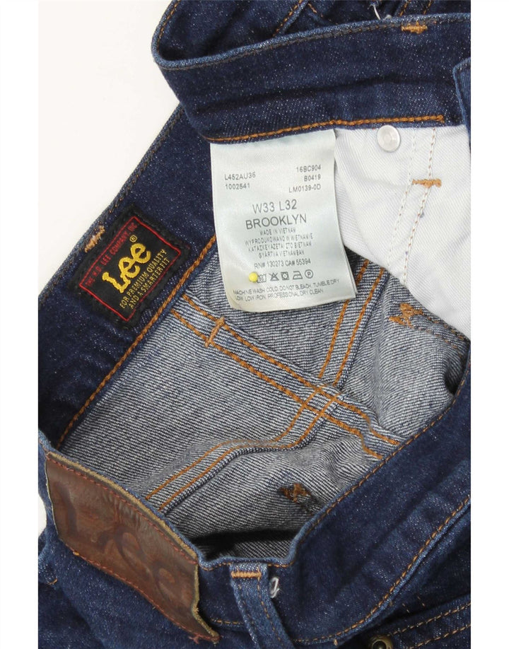 Lee Womens Brooklyn Straight Jeans W33 L29 Navy Blue Cotton