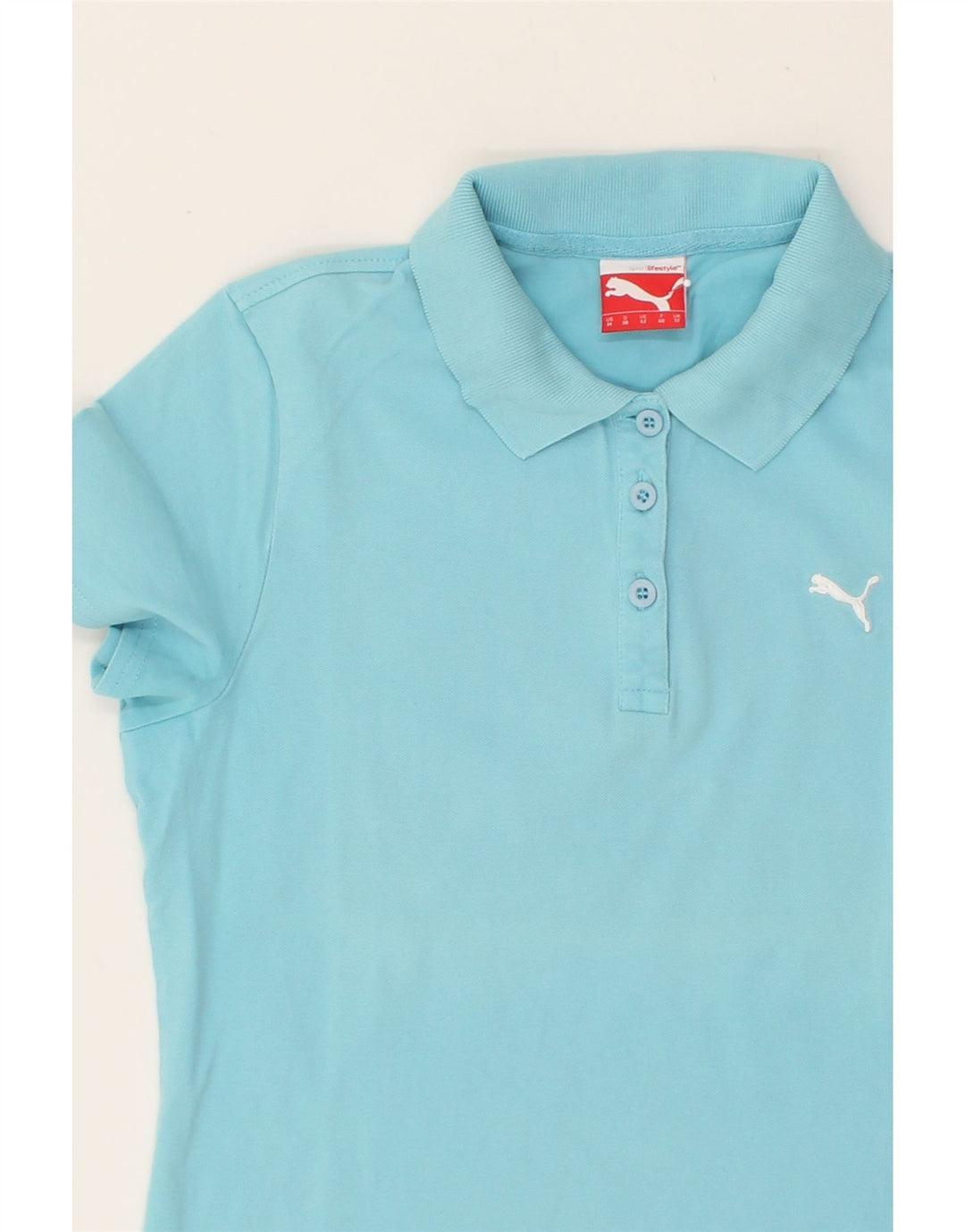 PUMA Womens Polo Shirt UK 12 Medium  Blue Cotton Vintage Puma and Second-Hand Puma from Messina Hembry 