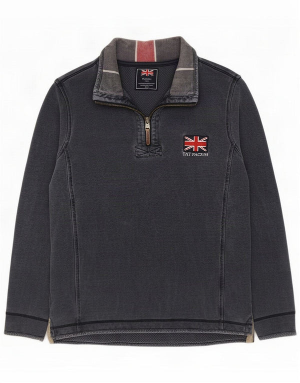 Fat Face Sweatshirt med lynlås til mænd Large Blue Cotton