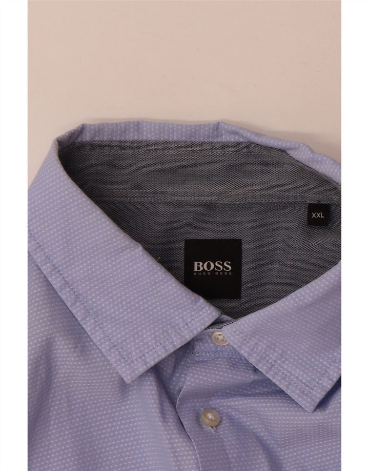 Hugo Boss Mens Shirt 2XL Blue Spotted Cotton
