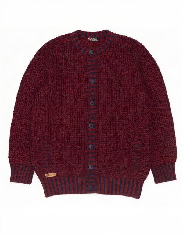 vintage Mens Cardigan Sweater XL Bordeaux Moucheté