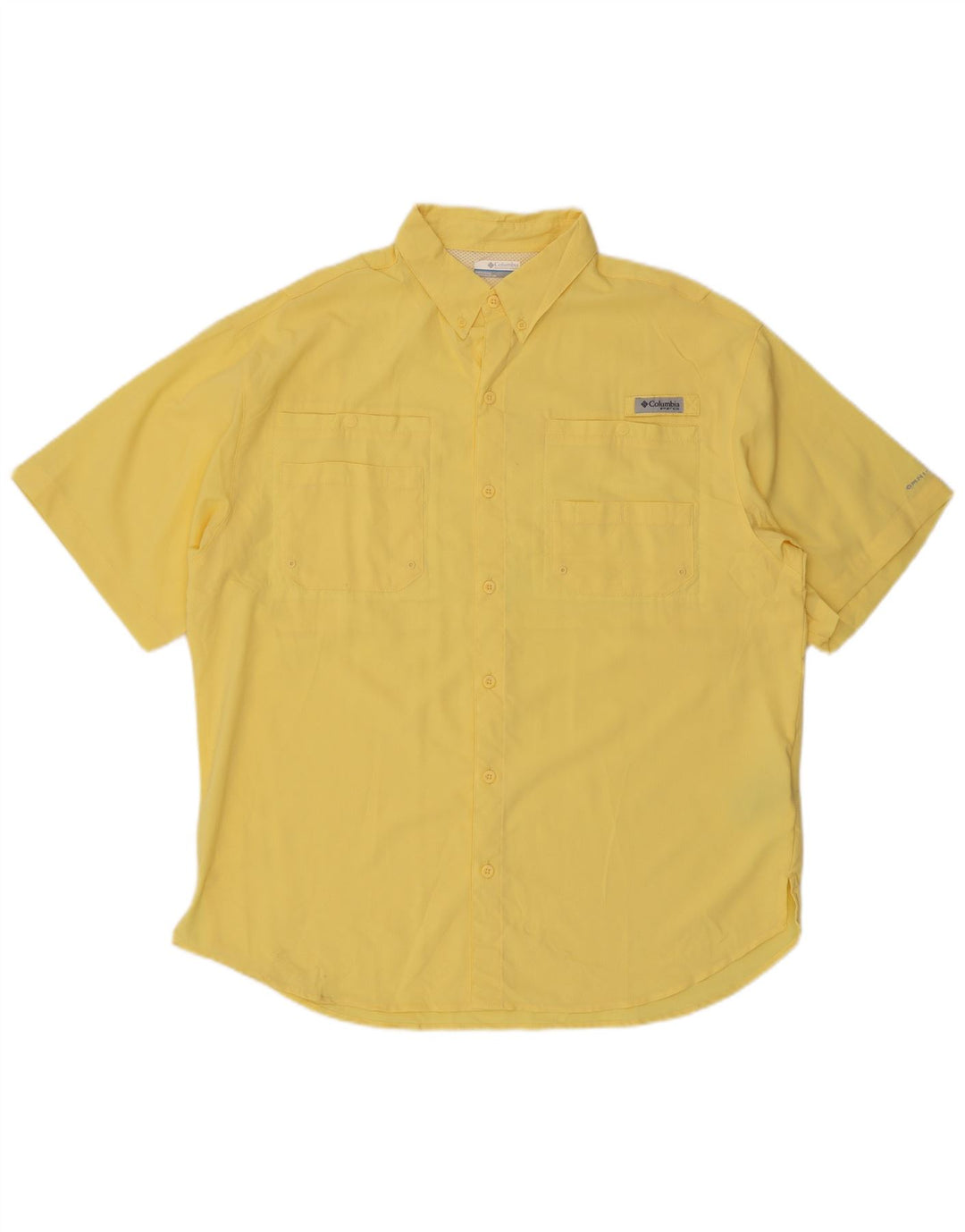 Columbia Mens Omni-Shade Short Sleeve Shirt Large Yellow Polyester