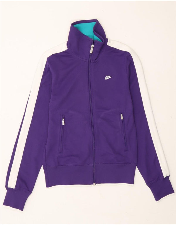 NIKE Womens Tracksuit Top Jacket UK 10 Small Purple Colourblock Polyester