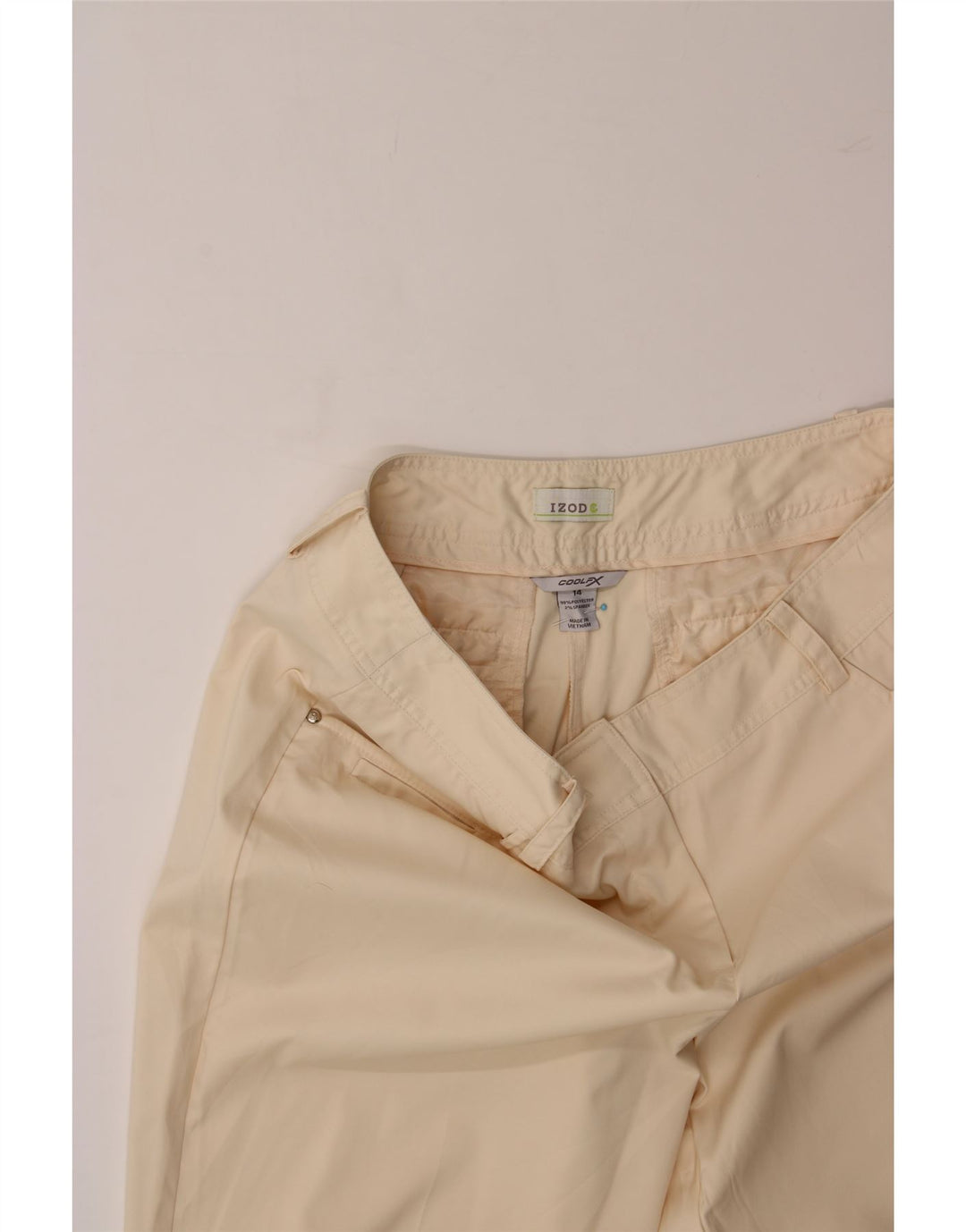 IZOD Womens Bootcut Casual Trousers UK 14 Large W32 L30 Beige Polyester Vintage Izod and Second-Hand Izod from Messina Hembry 