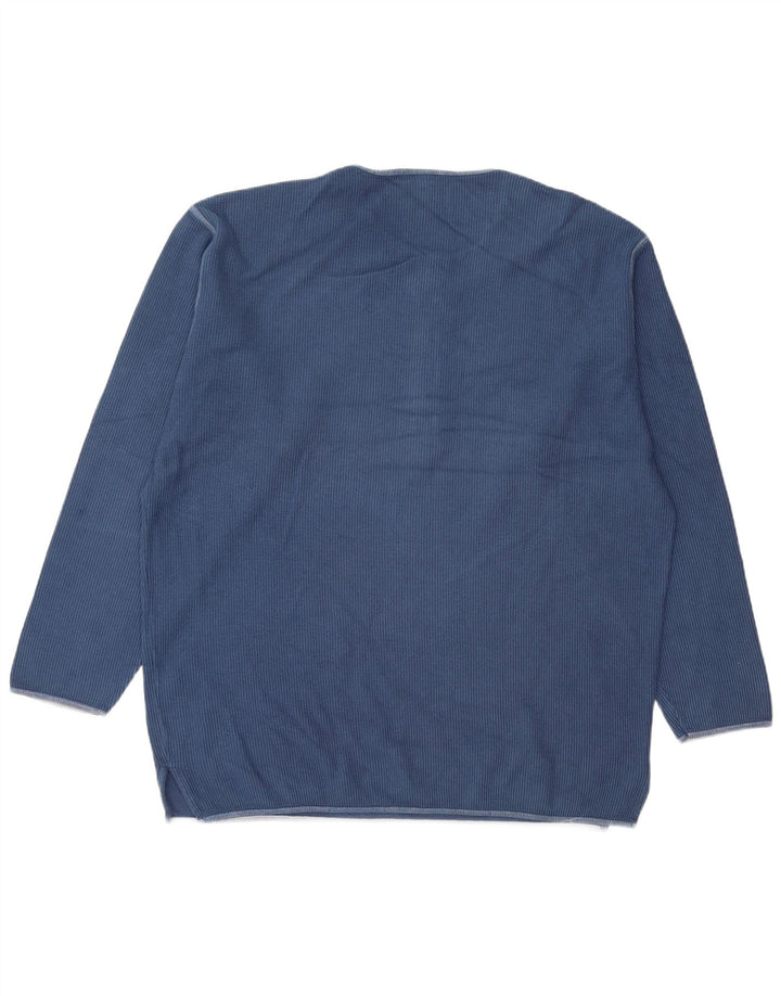 Stefanel Mens Crew Neck Jumper Sweater Large Navy Blue Cotton