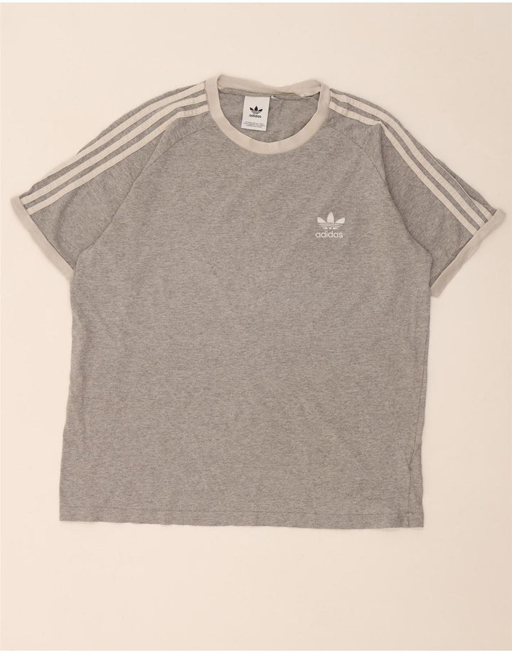 Adidas Mens T-Shirt Top Large Grey Colourblock Cotton