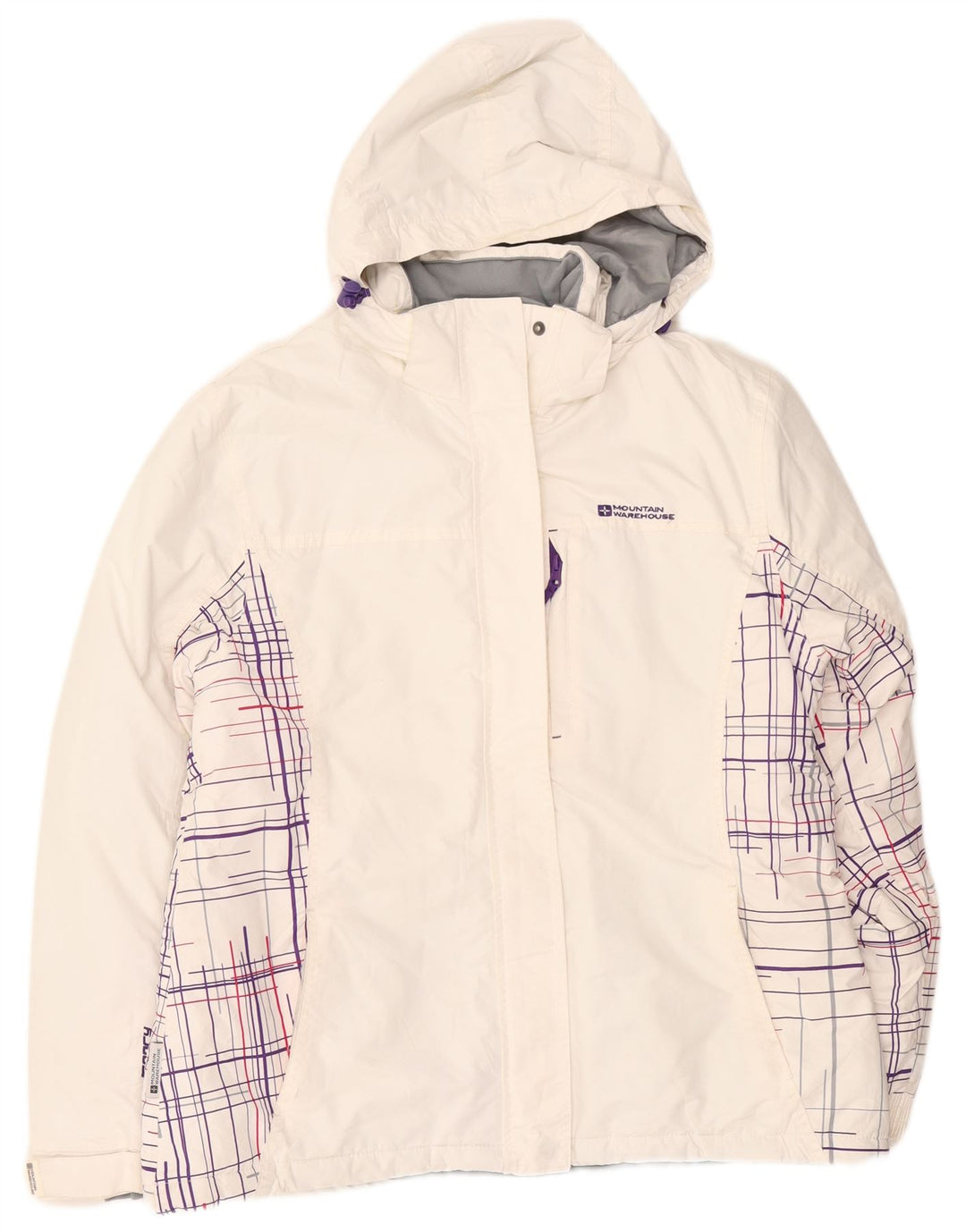 Mountain Warehouse Womens Hooded Windbreaker Jacket UK 16 Large White Check