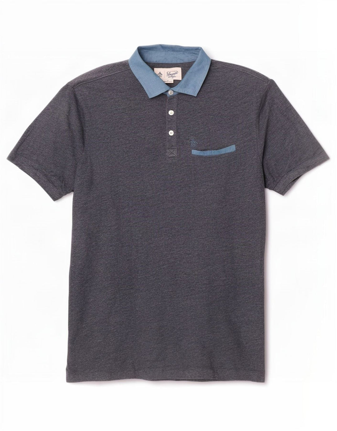 Polo da uomo Penguin in cotone color block medio blu navy