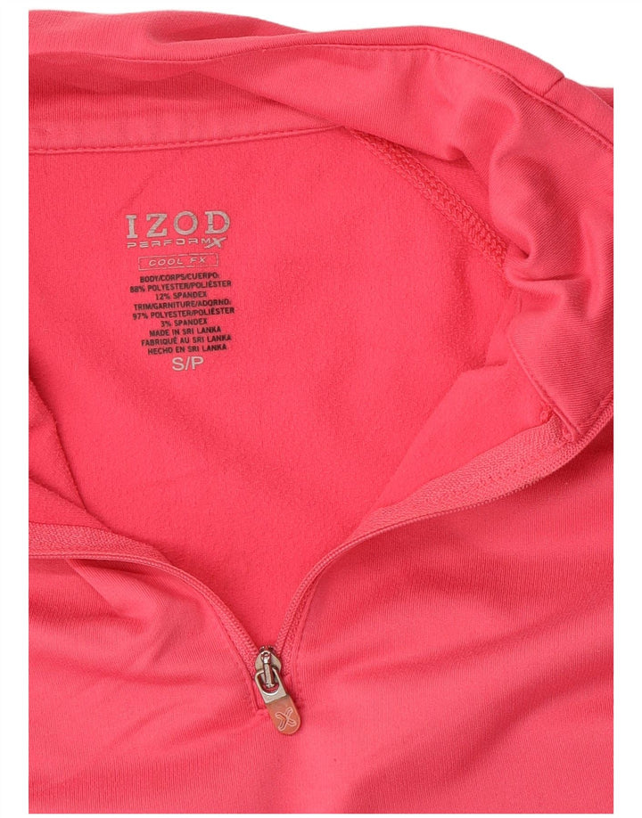 IZOD Mens Zip Neck Sweatshirt Jumper Small Pink Polyester