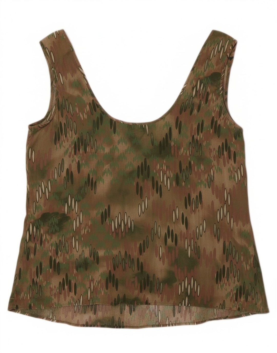 BENETTON Womens Abstract Pattern Sleeveless Blouse Top UK 16 Large Green