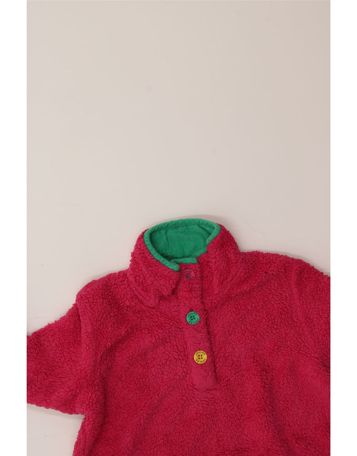 JOULES Girls Button Neck Fleece Jumper 9-10 Years Pink Polyester Vintage Joules and Second-Hand Joules from Messina Hembry 