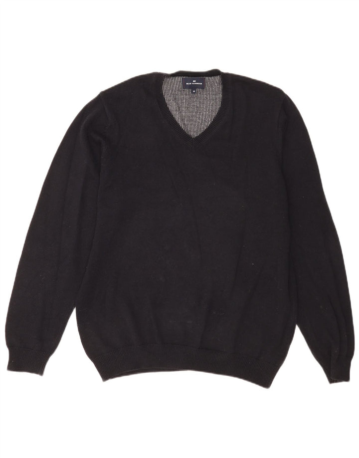 Marks & Spencer Mens Blue Harbour V-Neck Jumper Sweater Medium Navy Blue