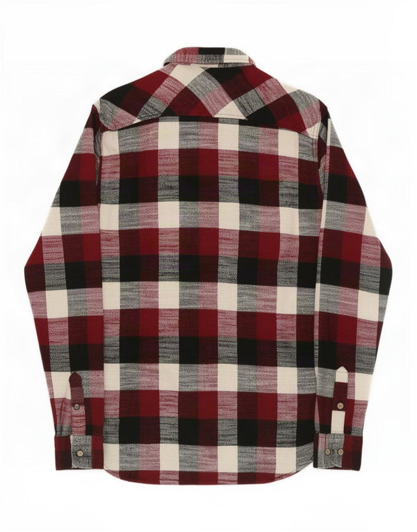 Scout Mens Flannel Shirt Large Burgundy Gingham Cotton