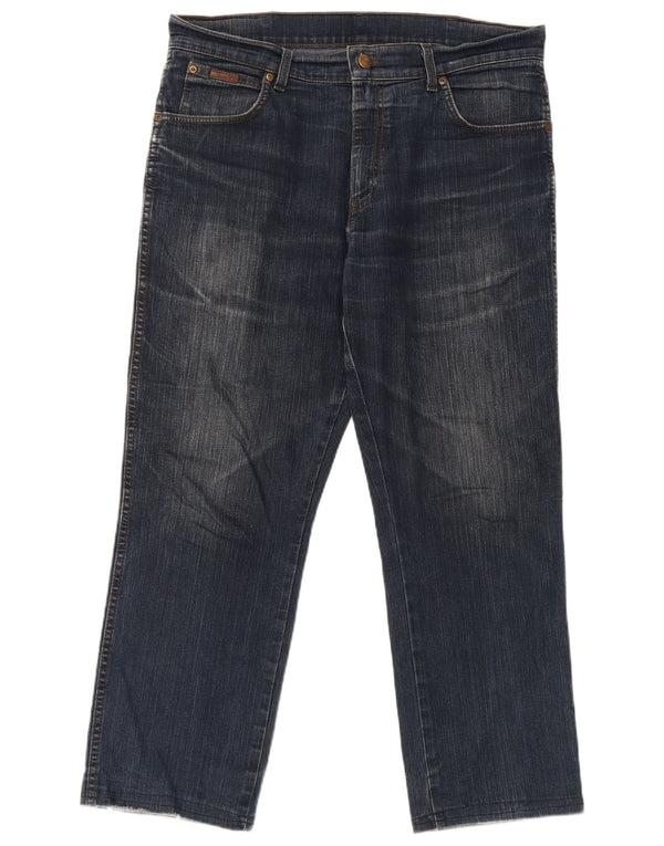 Wrangler Damen Texas Stretch Straight Jeans W34 L27 Marineblaue Baumwolle