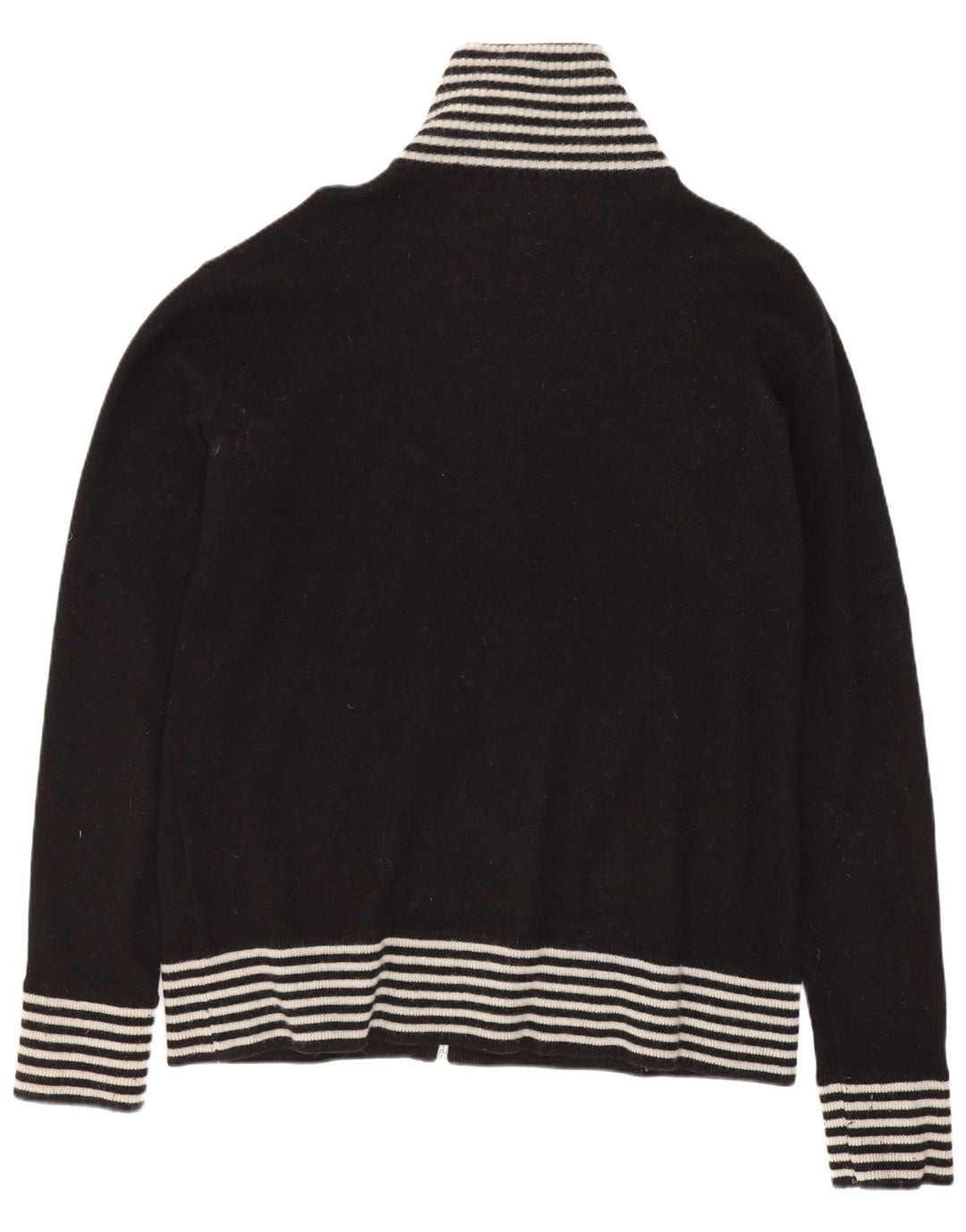 Franklin & Marshall Mens Graphic Cardigan Sweater Large Black Striped Wool