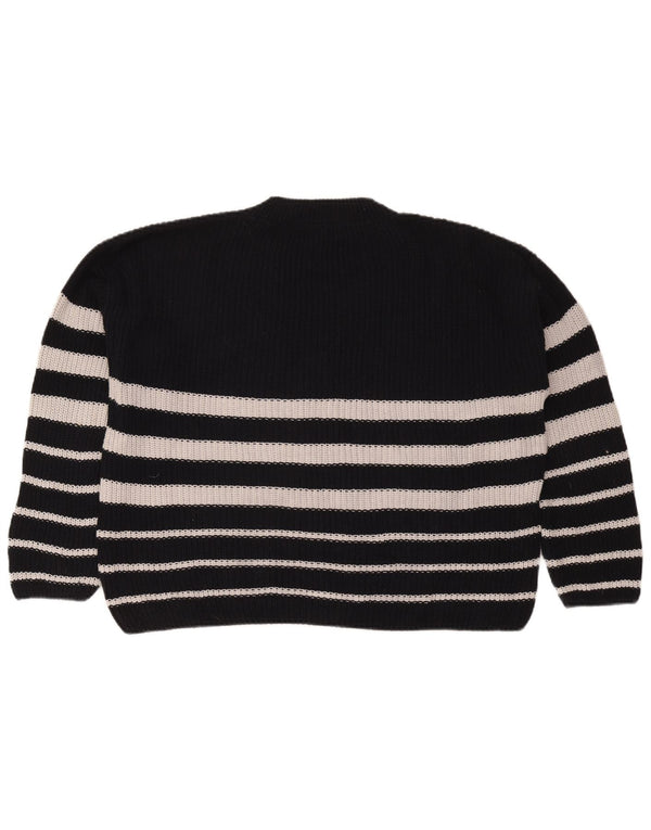 Zara Womens Oversized Crew Neck Jumper Sweater UK 10 Small Black Striped