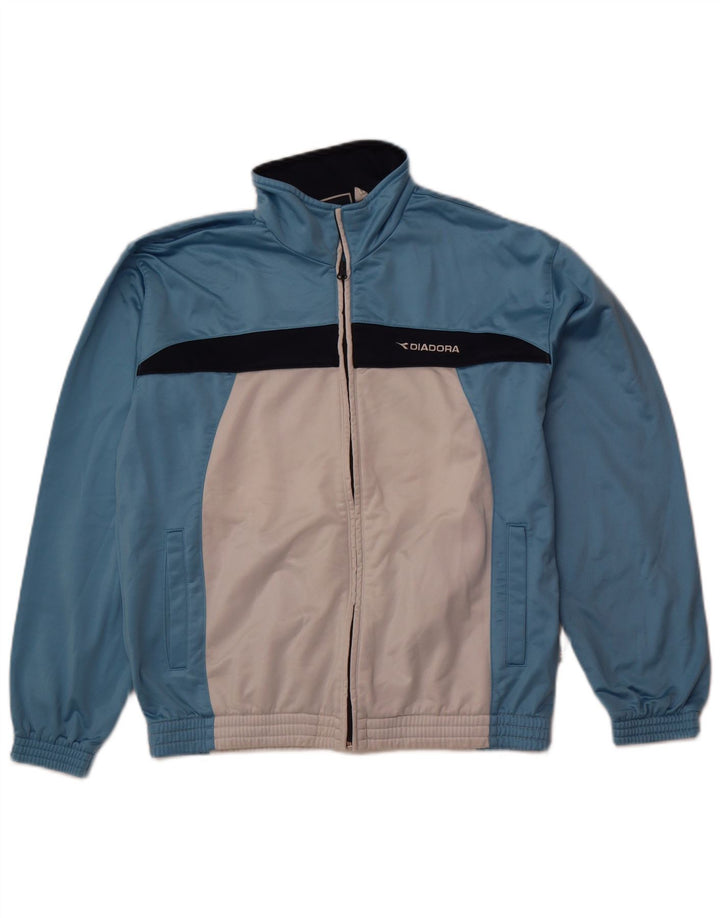 Diadora Mens Tracksuit Top Jacket UK 40 Medium Blue Colourblock Polyester