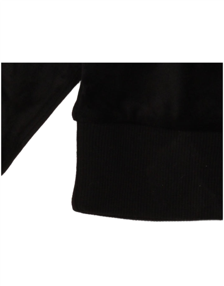 Ellesse Womens Crop Velour Zip Hoodie Sweater UK 12 Medium Black Polyester