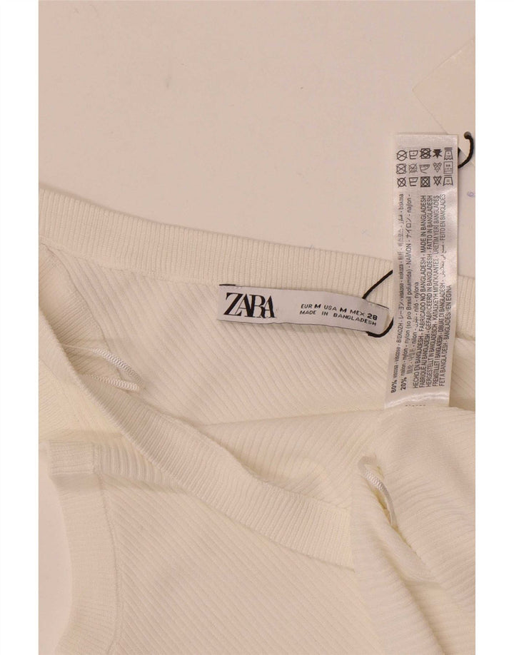 Zara Womens One Shoulder Top UK 12 Medium White Viscose