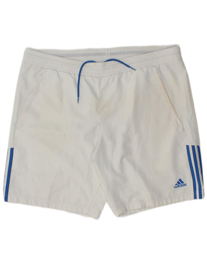 Pantaloncini sportivi da uomo Adidas grandi bianchi in poliestere