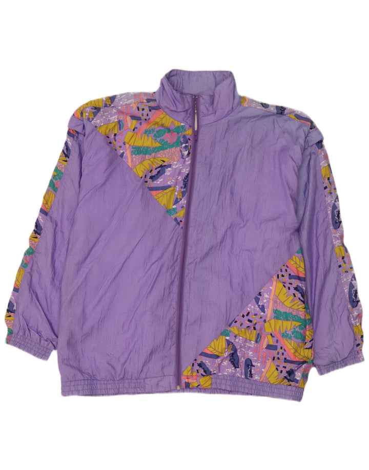 Orso Poeta  Mens Abstract Pattern Tracksuit Top Jacket XL Purple Polyamide