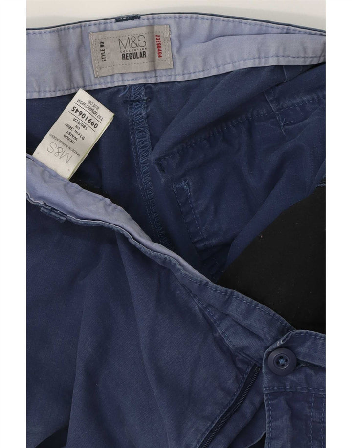 Marks & Spencer Herre Regular Cargo Shorts W36 Large Blue Cotton