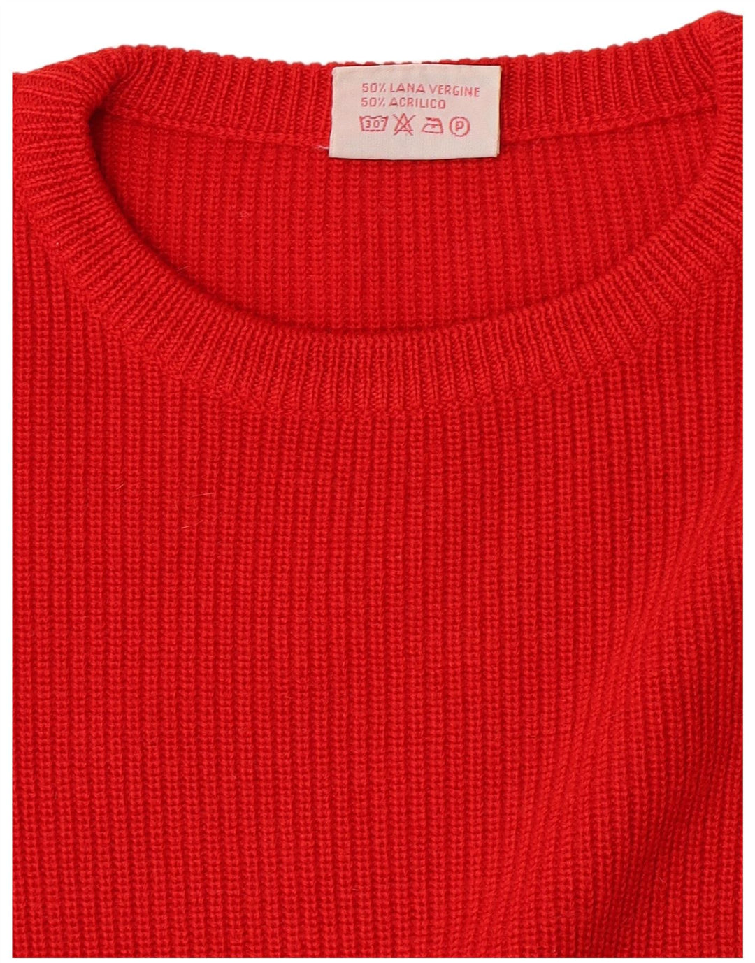 Vintage Mens Crew Neck Jumper Sweater Medium Red Virgin Wool