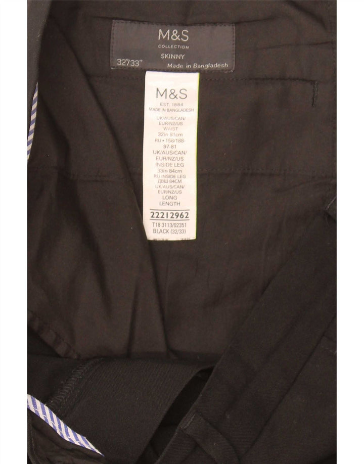 Marks & Spencer Mens Skinny Casual Trousers W33 L32 Black Polyester