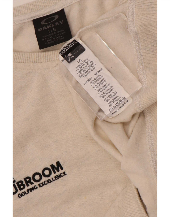 Oakley Mens Graphic Sweatshirt Jumper Large Beige Flecked Cotton