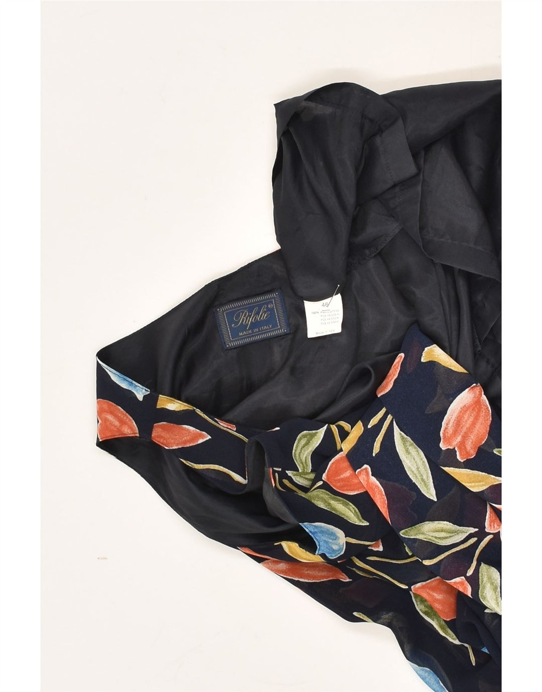 VINTAGE Womens Basic Dress UK 46 Large Navy Blue Floral Polyester | Vintage Vintage | Thrift | Second-Hand Vintage | Used Clothing | Messina Hembry 