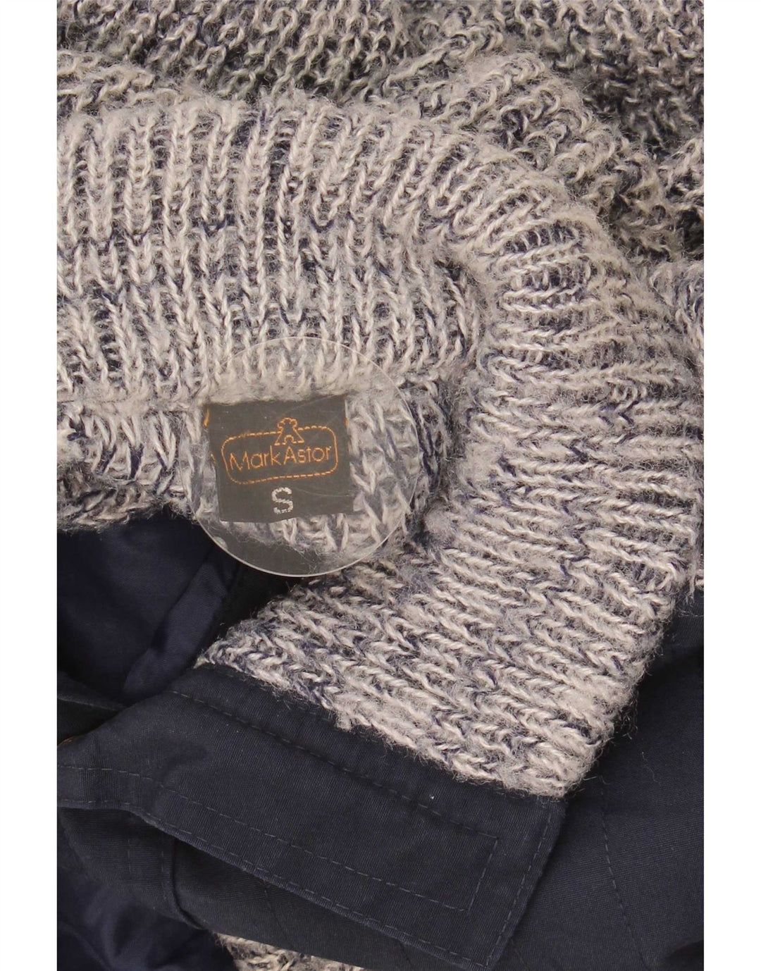 Mark Astor Mens Cardigan Sweater Small Navy Blue Flecked Polyacrylic