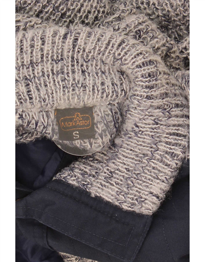 Mark Astor Mens Cardigan Sweater Small Navy Blue Flecked Polyacrylic
