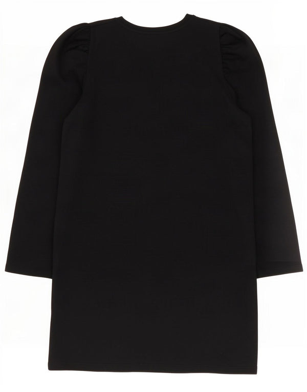 Zara Womens Long Sleeve Shift Dress UK 14 Medium Black Cotton