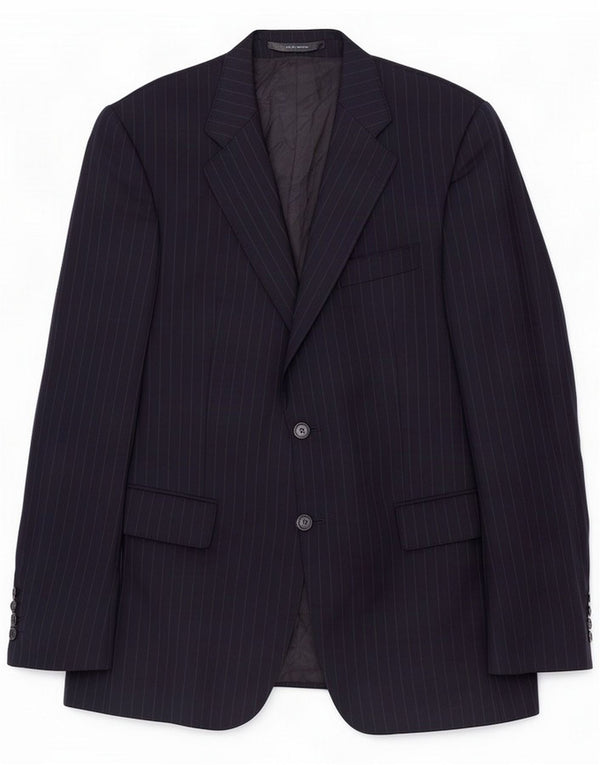 Jaeger Giacca blazer da uomo a 2 bottoni UK 40 Large Navy Blue gessato
