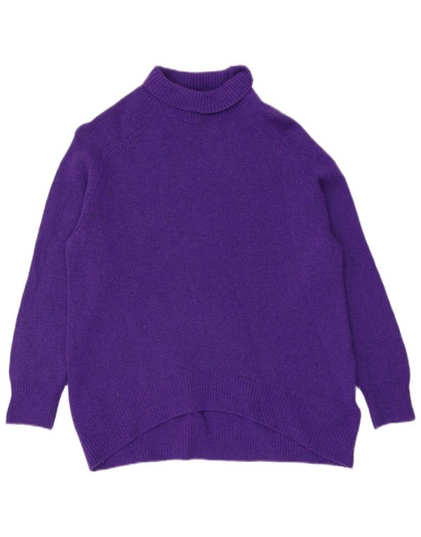 Massimo Dutti Dame Rullehals Sweater UK 14 Medium Lilla Uld