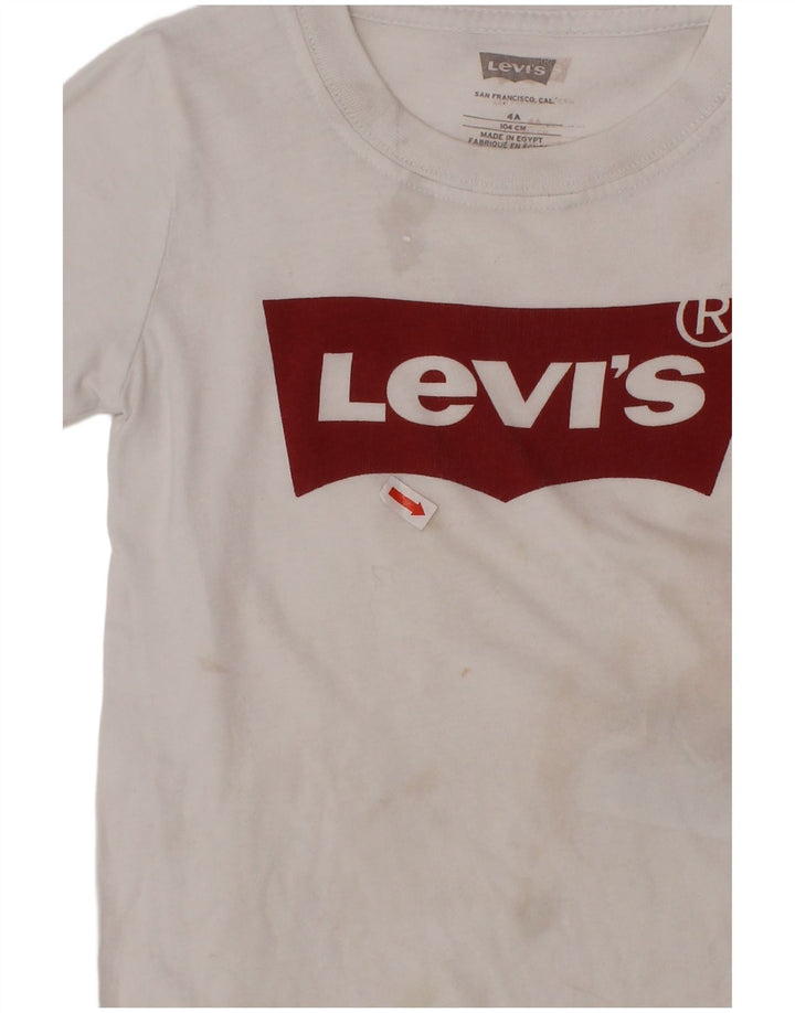LEVI'S Boys Graphic T-Shirt Top 3-4 Years White Cotton